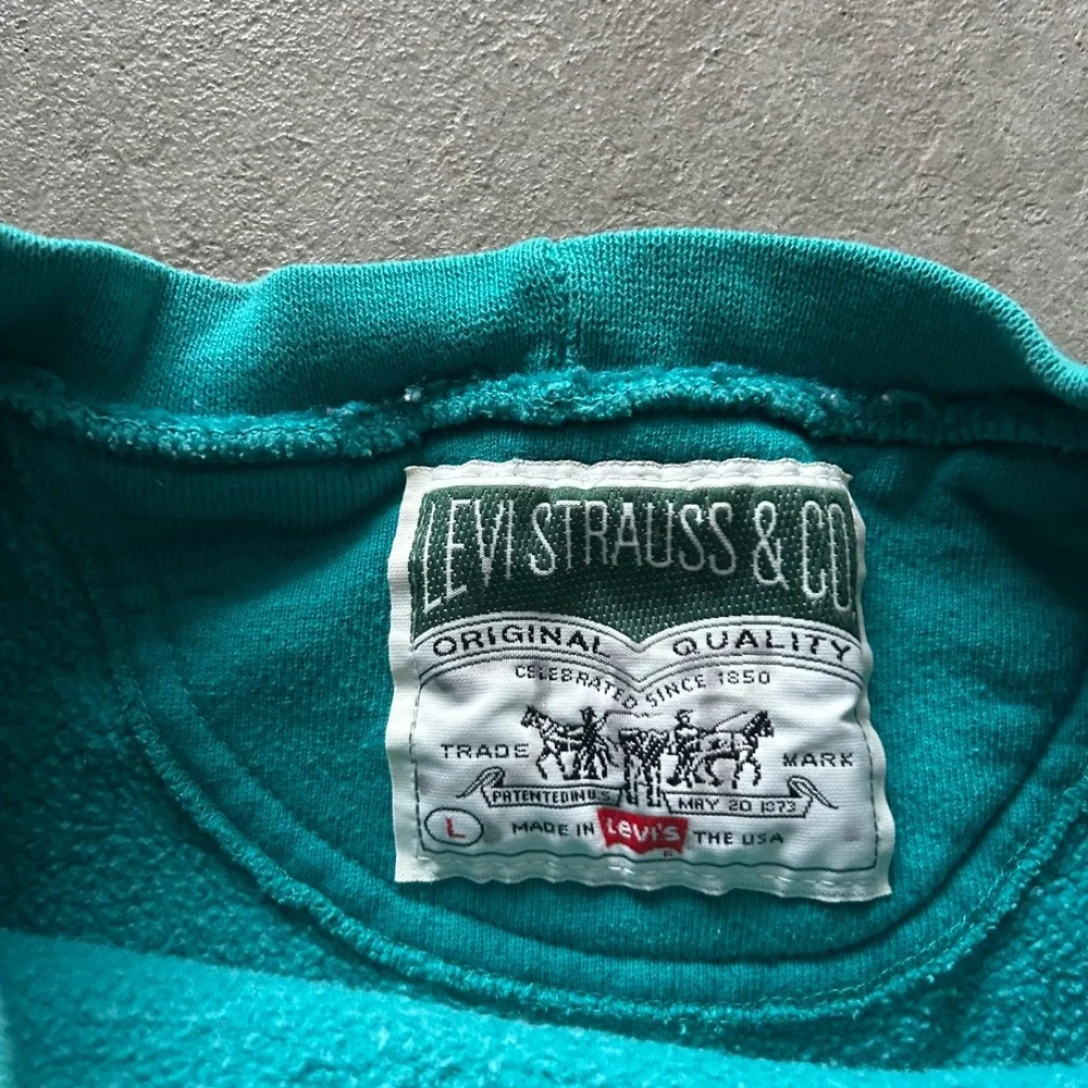 Vintage‎ 90s Levis Strauss Sweatshirt Size Large Green Blank Crewneck